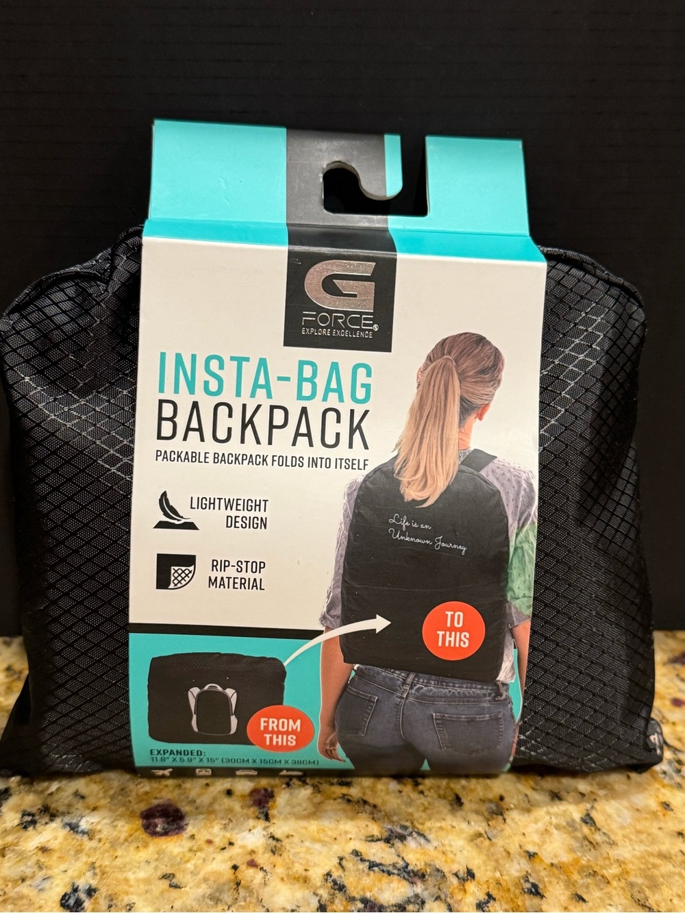 G/FORE Insta-Bag Packable Backpack - Black- NEW: never opened